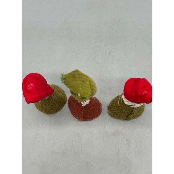 Vintage Handmade Cone-Shaped Christmas Elf Figurines Set Of 3 Red Green Hat READ - Picture 6 of 7
